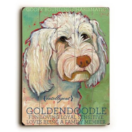 ONE BELLA CASA One Bella Casa 0004-1972-38 12 x 16 in. Goldendoodle Planked Wood Wall Decor by Ursula Dodge 0004-1972-38